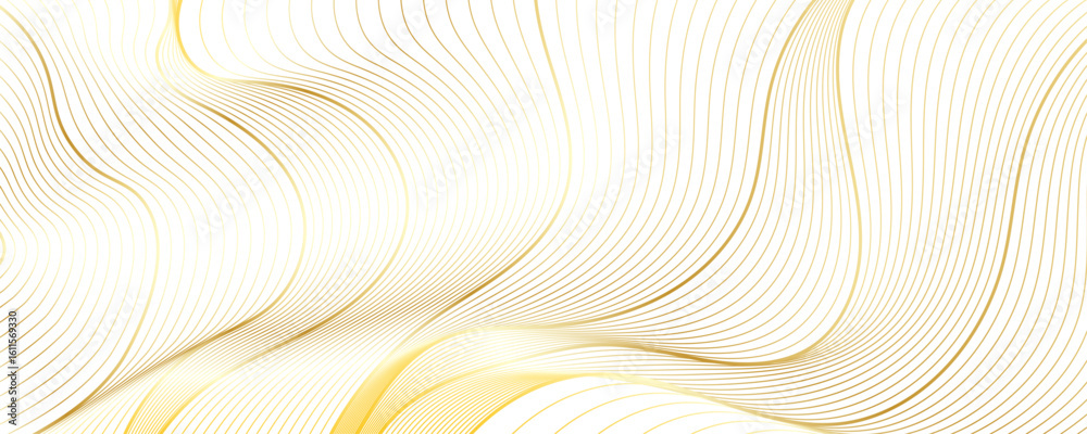 Poster abstract golden linear background. flowing particles future technology concept abstract gradient and