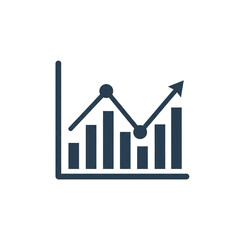 Business growth chart icon with arrow