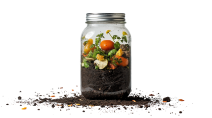 Decomposing Food Waste in a Glass Jar for Composting