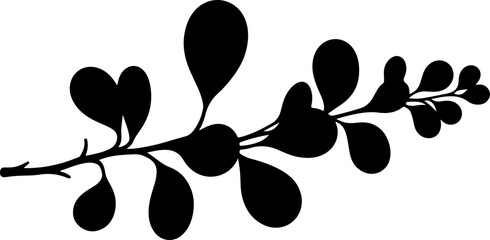 Fototapeta premium Simple Black Leaf Branch Silhouette
