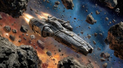 Spaceship through asteroid field