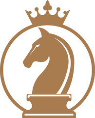 Modern Horse  Chess Knight and Crown Concept Logo Vector icon Design 