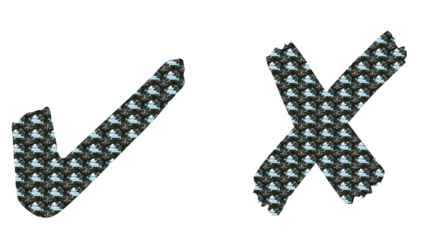 Checkmark and cross mark transparent background , A checkmark and an X symbol, decorated with a repeating image of landscape