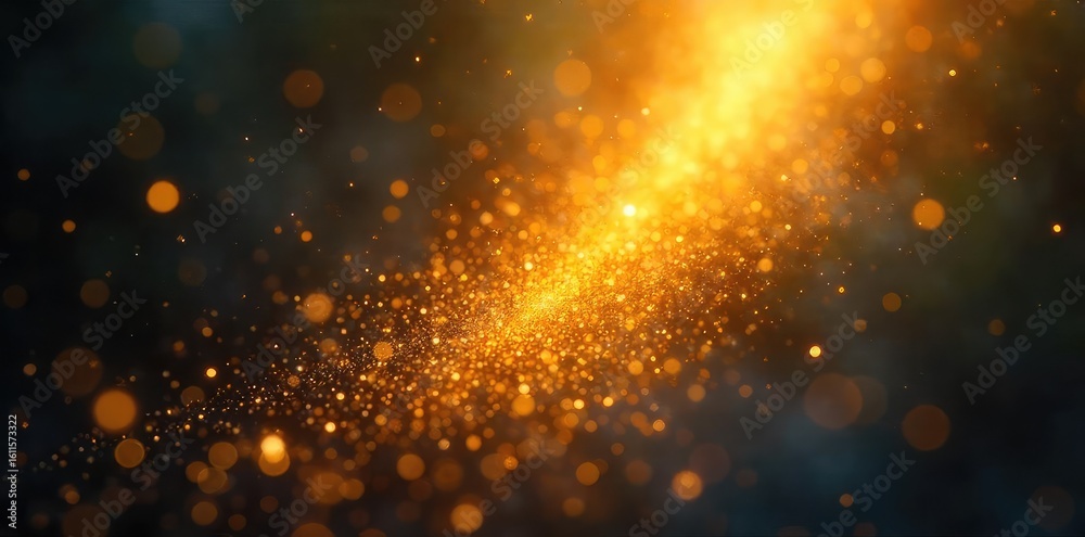Canvas Prints luminous golden dust motes drift in a beam of ethereal light, creating a mystical, otherworldly atmo