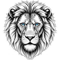 Obraz premium Lion Head Logo Design – Bold and Majestic Animal Emblem Isolated on White Background