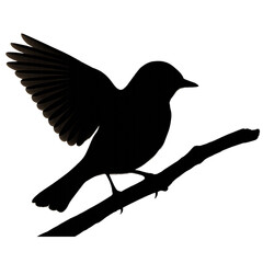 Obraz premium Elegant songbird taking flight from branch silhouette representing nature's freedom and beauty