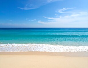 Calm beach scene under a clear sky