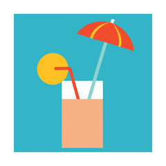  tropical drink with straw and umbrella summer icon
