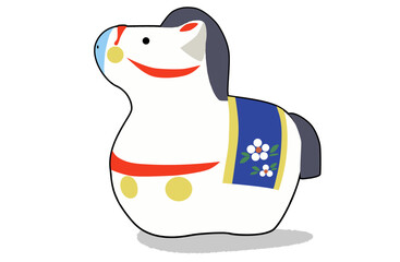 シンプルな馬の置物のイラスト_年賀状2026年令和八年年賀状