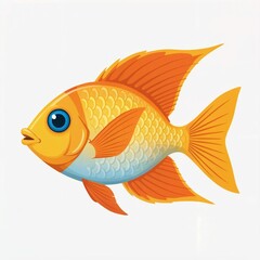 Cartoon Goldfish with Blue Eyes Swimming illustration