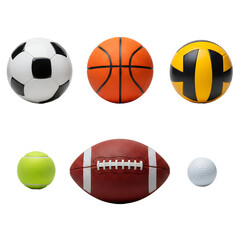 Obraz premium Collection of Popular Sports Balls for Competitive Athletic Games and Training Activities png isolated on transparent background