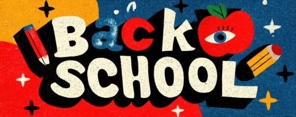 Obraz premium Vibrant back-to-school illustration with pencils and geometric background design