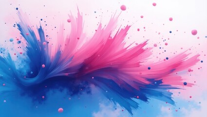 Pink and Blue Abstract Color Explosion – Vibrant Powder and Ink Splash Art on White Background