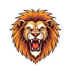 Fototapeta premium Lion Head Logo Design – Bold and Majestic Animal Emblem Isolated on White Background