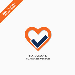 Obraz premium Heart Checkmark Logo – Minimal Med Tech Approval Icon
