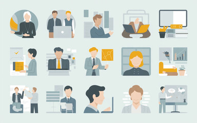 Business professionals collaborating and presenting data