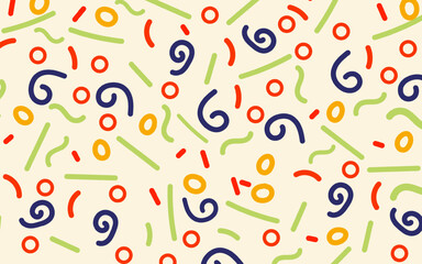 Colorful minimalist background doodles pattern