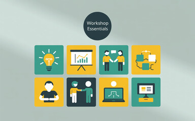 Business workshop icons collaboration idea presentation