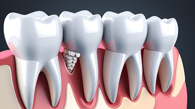 3d render of teeth with dental onlay filling