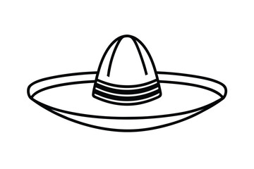 Hispanic heritage month vector art of a simple black and white illustration of a sombrero line art vector