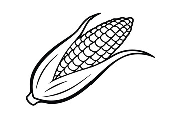 Hispanic heritage month vector art of a fresh ear of corn with green husks line art vector