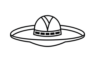 Hispanic heritage month vector art of a traditional mexican sombrero hat isolated on a white background line art vector
