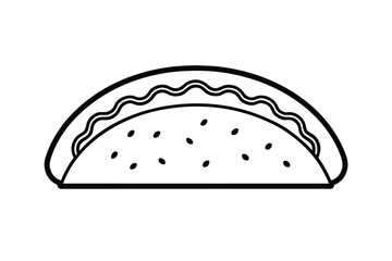 Hispanic heritage month vector art of a savory taco with a crunchy shell isolated on a white background line art vector