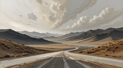 Abstract landscape, layered textures of earth tones and greys