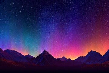 sunset in the mountains with colorful skyline
