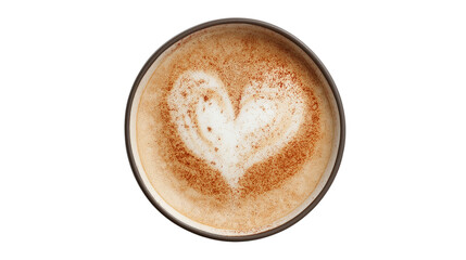Heart Latte Art in Ceramic Cup on Neutral Backdrop