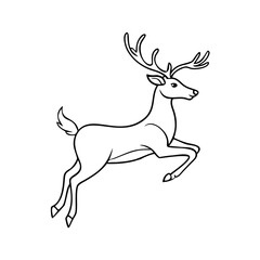 Obraz premium Leaping deer illustration in monochrome, showing animal outline in motion. Deer artwork showcases wildlife form and movement.
