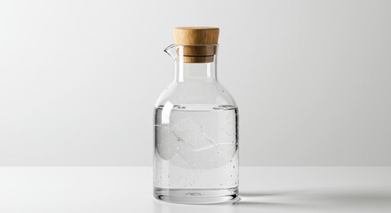 Glass Carafe with Water and Wood Lid