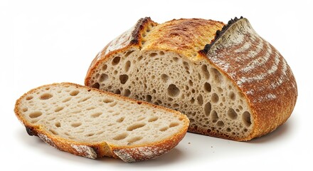 Half Loaf of Sourdough Bread with Slice