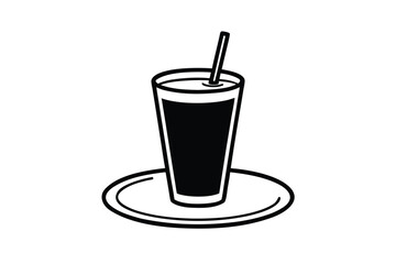 Hispanic heritage month vector art of a dark beverage in a glass with a straw on a saucer line art vector