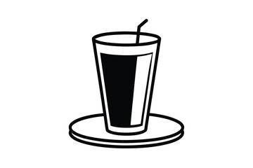 Hispanic heritage month vector art of a dark drink in a glass with a straw on a saucer line art vector