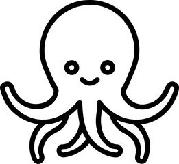 octopus vector icon on white or transparent background. Wildlife and animals Stroke icon collections. Editable Stroke icon collection Outline icon.