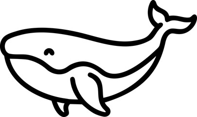 whale vector icon on white or transparent background. Wildlife and animals Stroke icon collections. Editable Stroke icon collection Outline icon.
