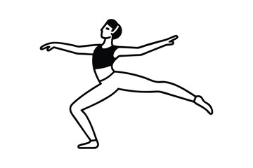 Hispanic heritage month vector art of a graceful ballerina performing a dance move with outstretched arms line art vector