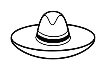 Hispanic heritage month vector art of a traditional mexican sombrero hat isolated on a white background line art vector