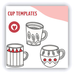 Realistic white cup isolated on transparent background. Vector template for Mock Up. Vector illustration