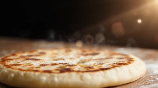 Puran poli flatbread on wooden surface for food blogs, recipe websites, Indian cuisine articles, or social media posts featuring ethnic dishes.