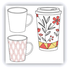 Realistic white cup isolated on transparent background. Vector template for Mock Up. Vector illustration