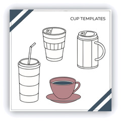 Realistic white cup isolated on transparent background. Vector template for Mock Up. Vector illustration