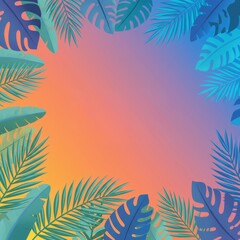 Tropical leaves background copy space for text