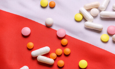 Poland flag and pills. Concept of health care