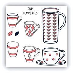 Realistic white cup isolated on transparent background. Vector template for Mock Up. Vector illustration