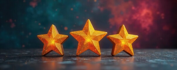 Three star rating on a review platform background, score, technology, passable
