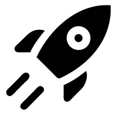 Vector Illustration of a black and white rocket ship taking flight on transparent background