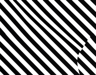 Abstract black and white diagonal stripes with circular shapes