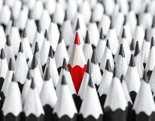 The Red Pencil's Ascent: A Clear Standout, Symbolizing Uniqueness and the Bold Spirit of Individuality.